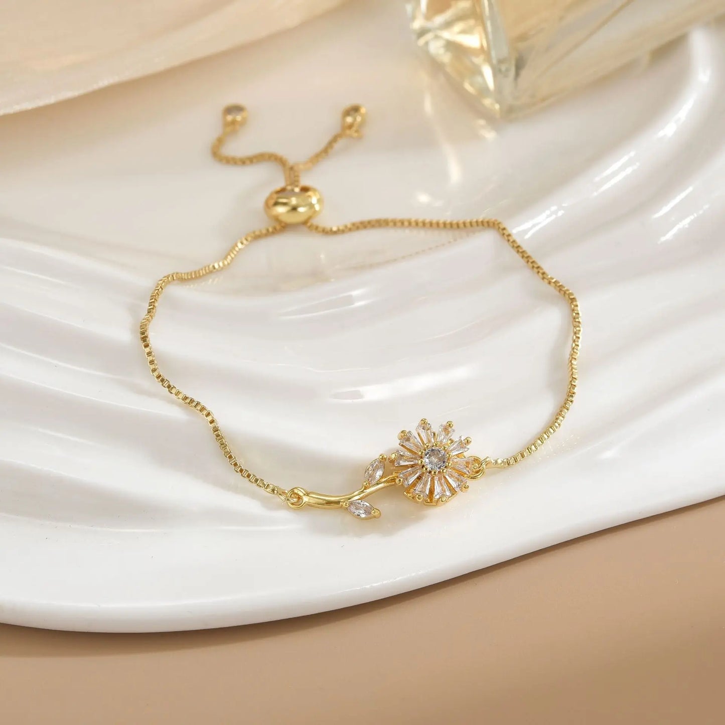Bracelet Rotatif Floral Femme Plaqué Or - Cuivre Pur Design Élégant - BMYANY