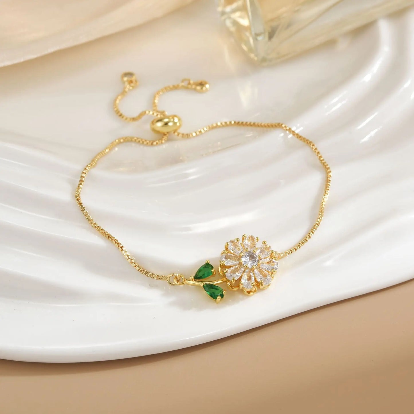 Bracelet Rotatif Floral Femme Plaqué Or - Cuivre Pur Design Élégant - BMYANY