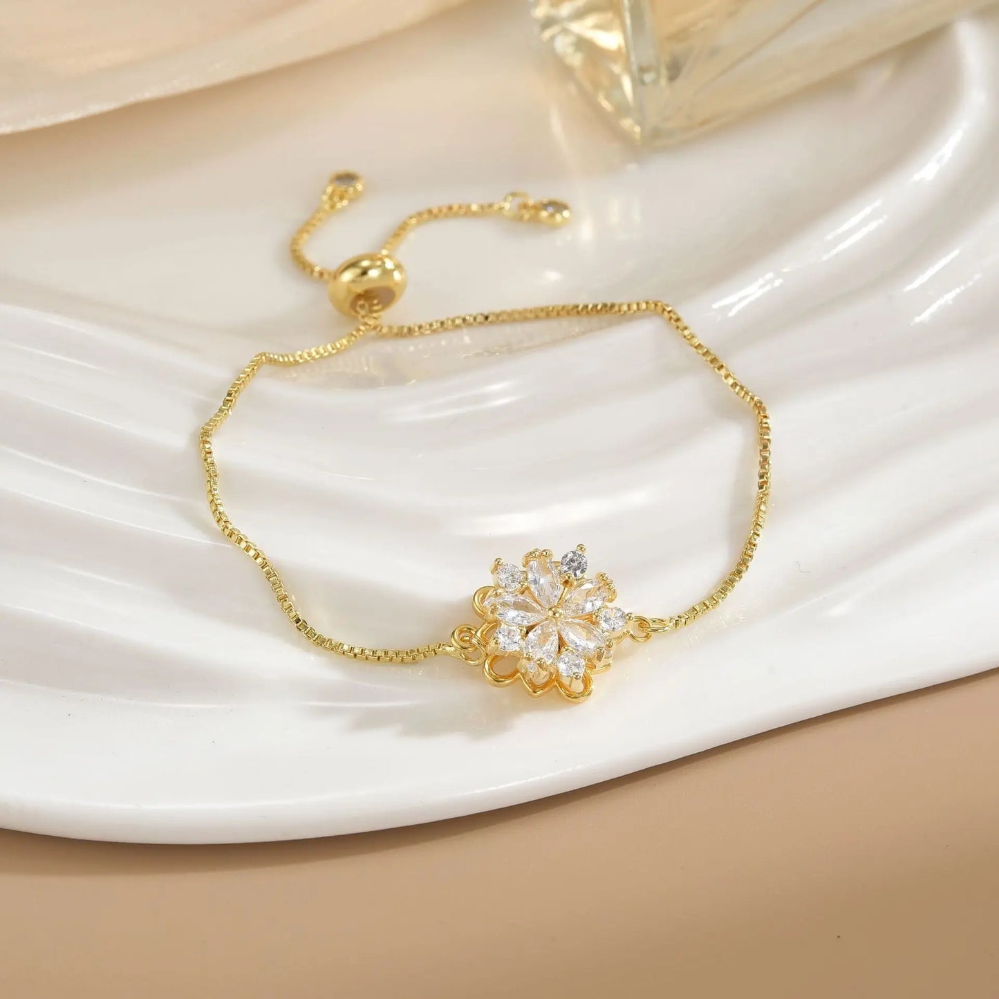 Bracelet Rotatif Floral Femme Plaqué Or - Cuivre Pur Design Élégant - BMYANY