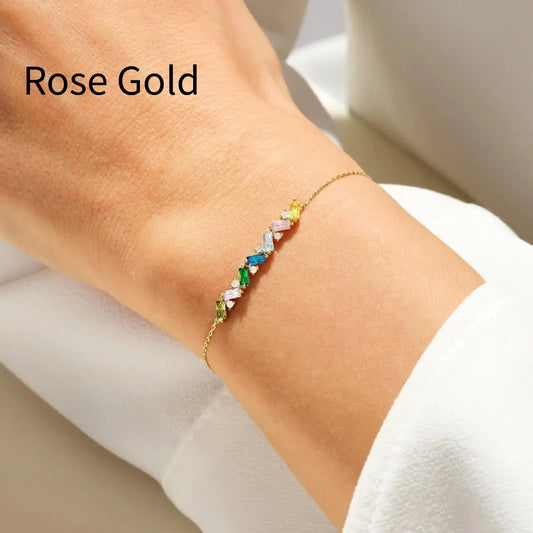 Bracelet Zircon Coloré Rectangulaire - Bijou Élégant - BMYANY
