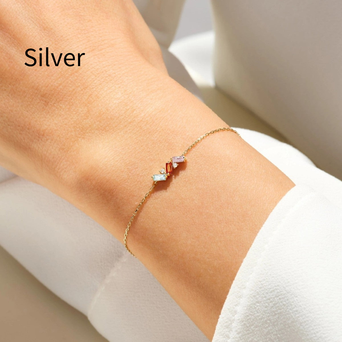Bracelet Zircon Coloré Rectangulaire - Bijou Élégant - BMYANY