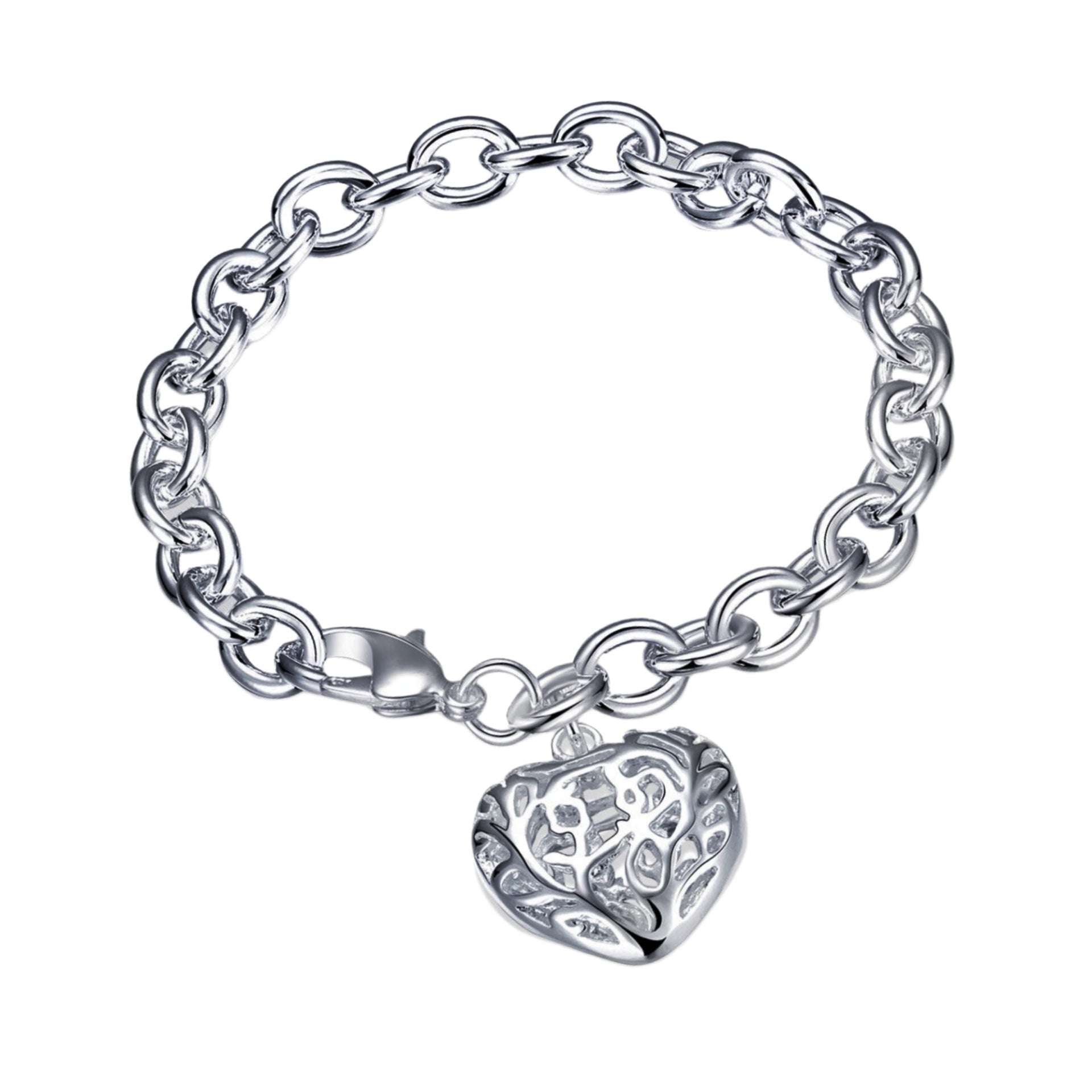 Bracelet cœur creux en fil d'argent 925 - BMYANY