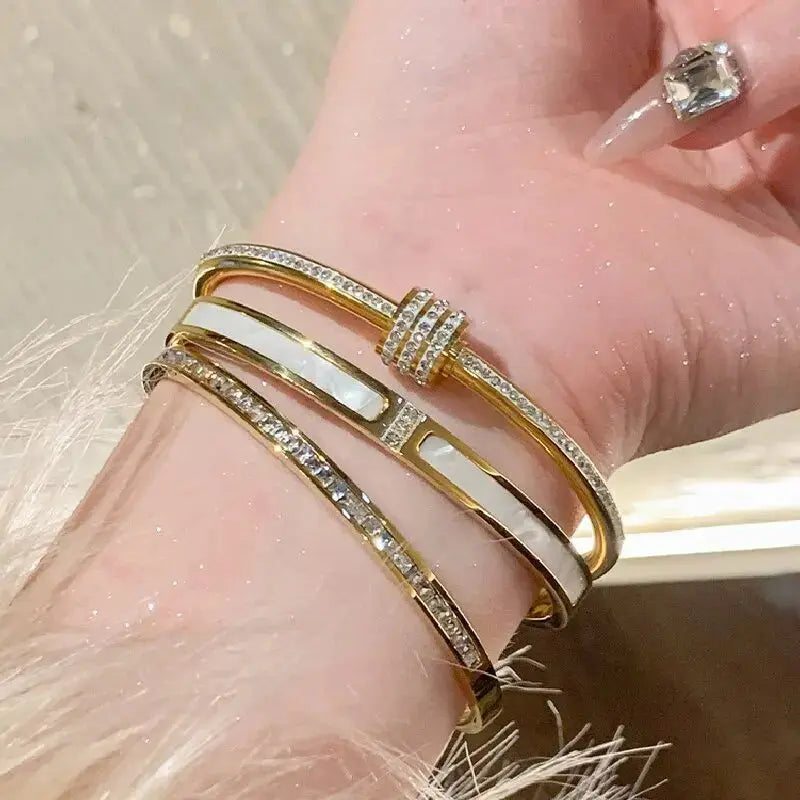 Bracelet en acier inoxydable et titane, style classique et simple femmes - BMYANY