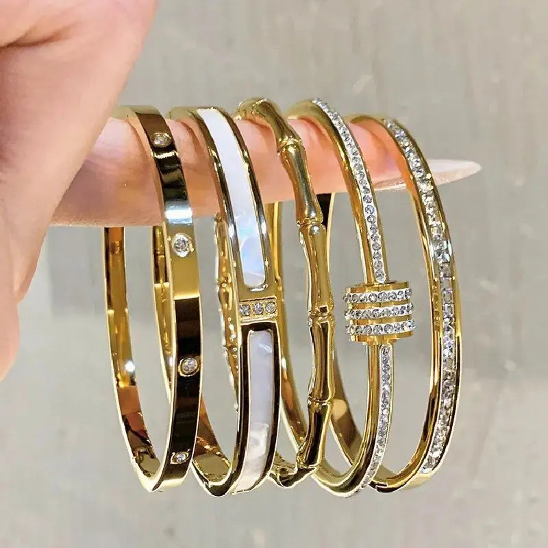 Bracelet en acier inoxydable et titane, style classique et simple femmes - BMYANY