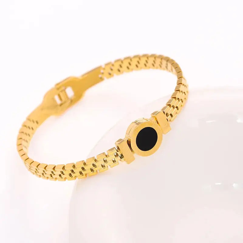 Bracelet en acier inoxydable et titane, style classique et simple femmes - BMYANY