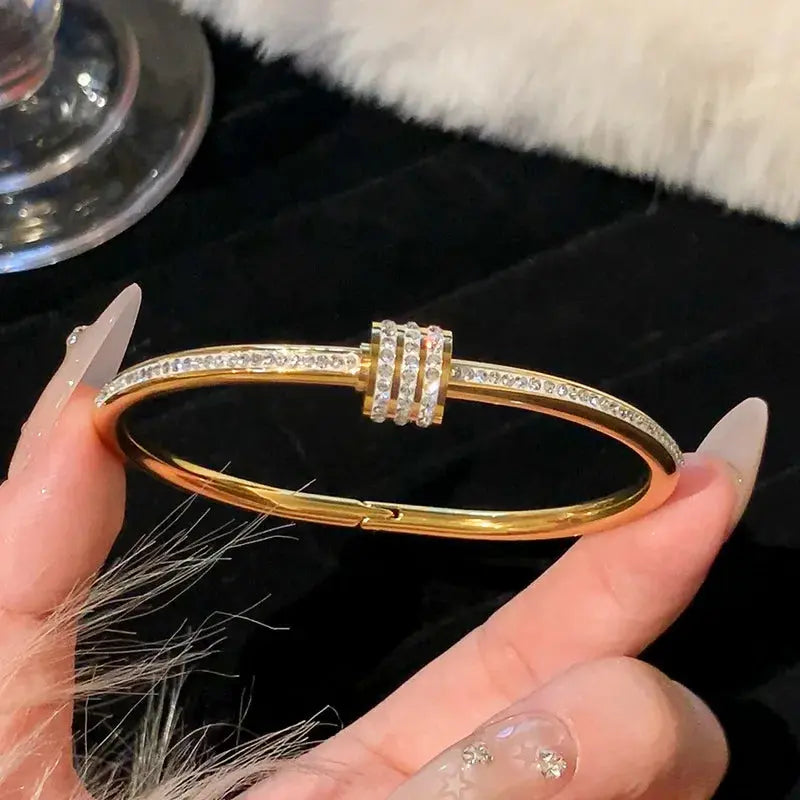 Bracelet en acier inoxydable et titane, style classique et simple femmes - BMYANY