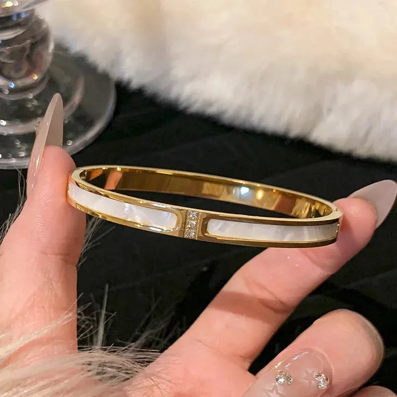 Bracelet en acier inoxydable et titane, style classique et simple femmes - BMYANY