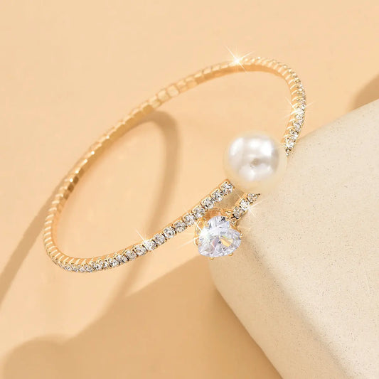 Bracelet élastique Cœur Perles et Diamants pour Femme - BMYANY