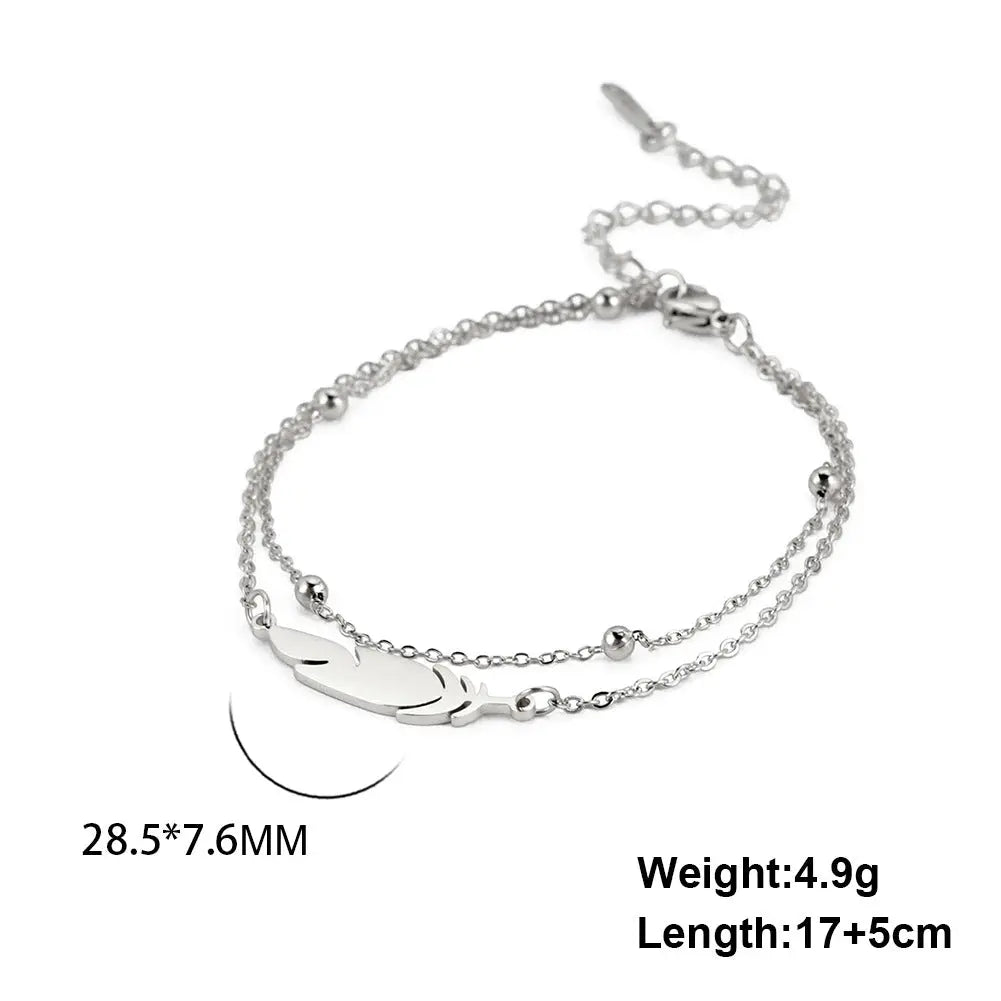 Bracelet simple et tendance en acier inoxydable à double couche - BMYANY
