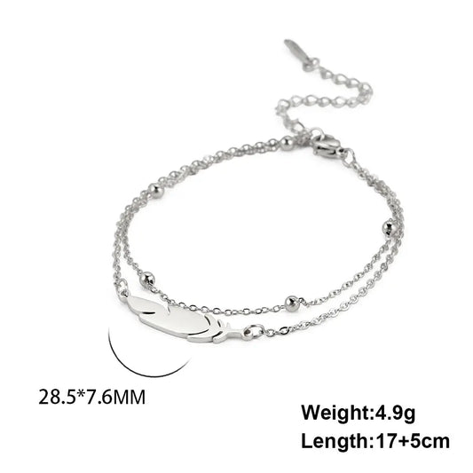 Bracelet simple et tendance en acier inoxydable à double couche - BMYANY