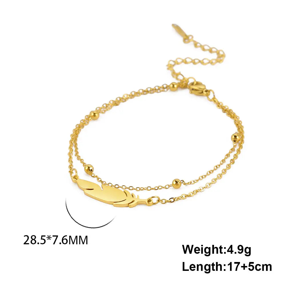 Bracelet simple et tendance en acier inoxydable à double couche - BMYANY