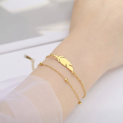 Bracelet simple et tendance en acier inoxydable à double couche - BMYANY