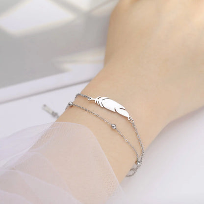 Bracelet simple et tendance en acier inoxydable à double couche - BMYANY