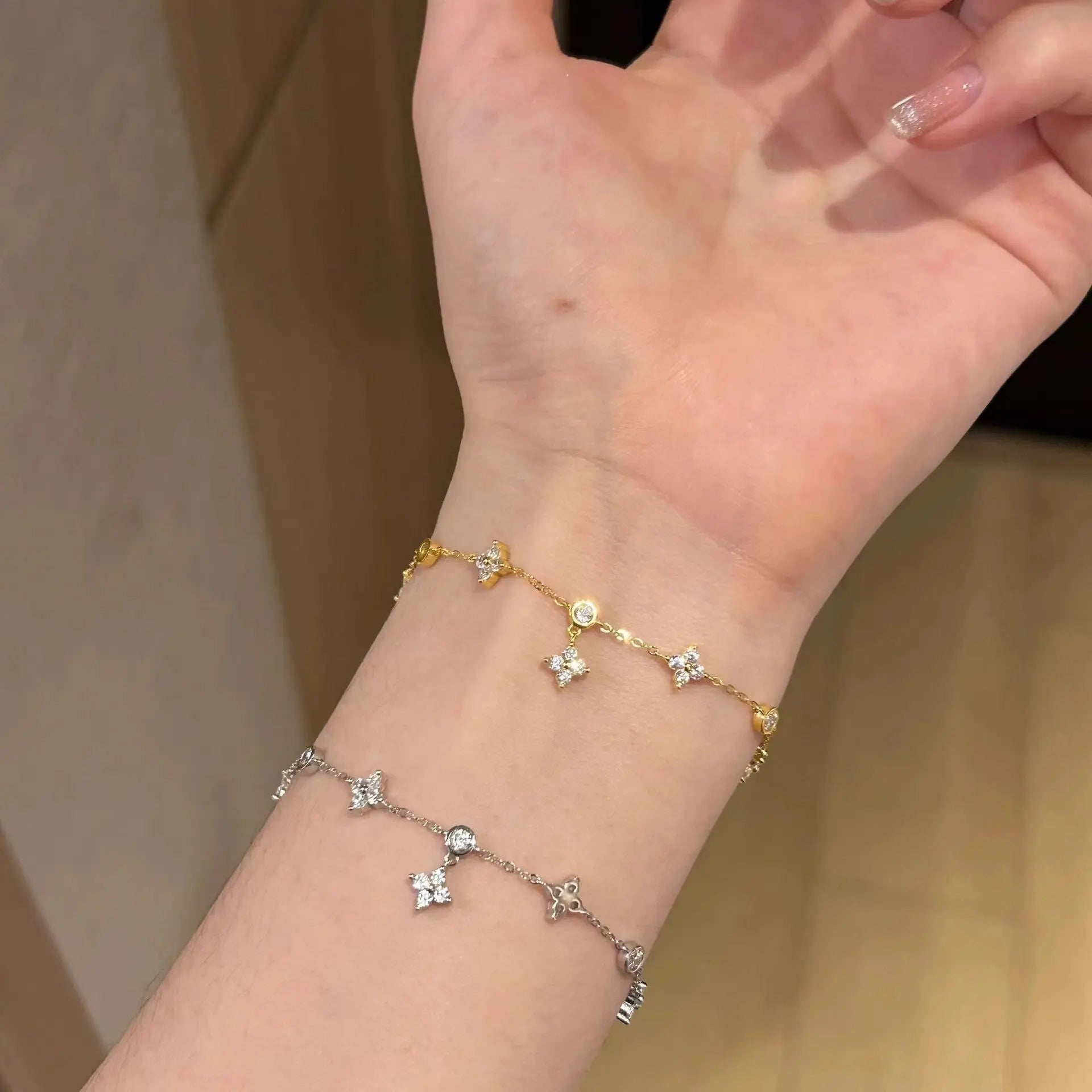 Bracelet trèfle à quatre feuilles zircon - Cadeau élégant porte-bonheur - BMYANY