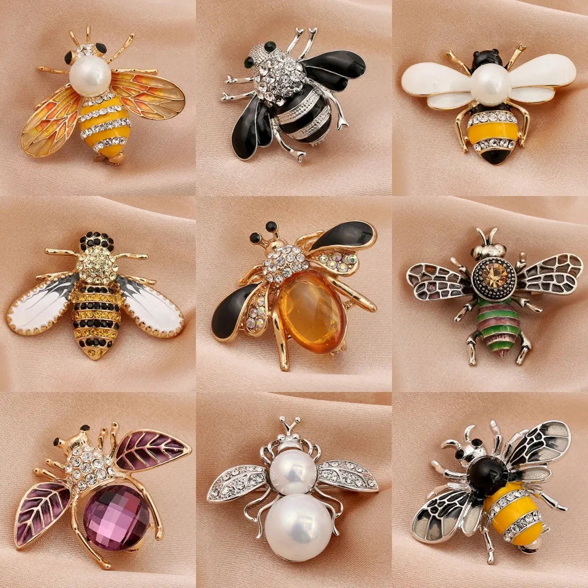Broche abeille en perles délicates, cristaux, strass,  pour femme, - BMYANY