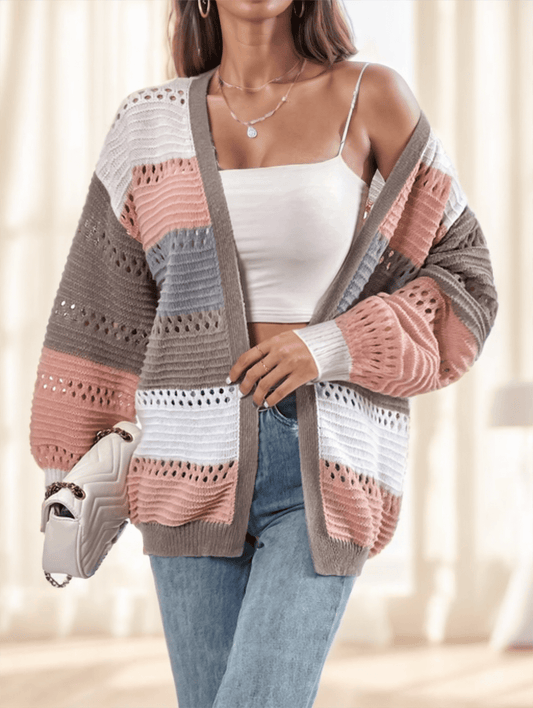 Cardigan Femme Rayé Multicolore - Style Moderne - BMYANY