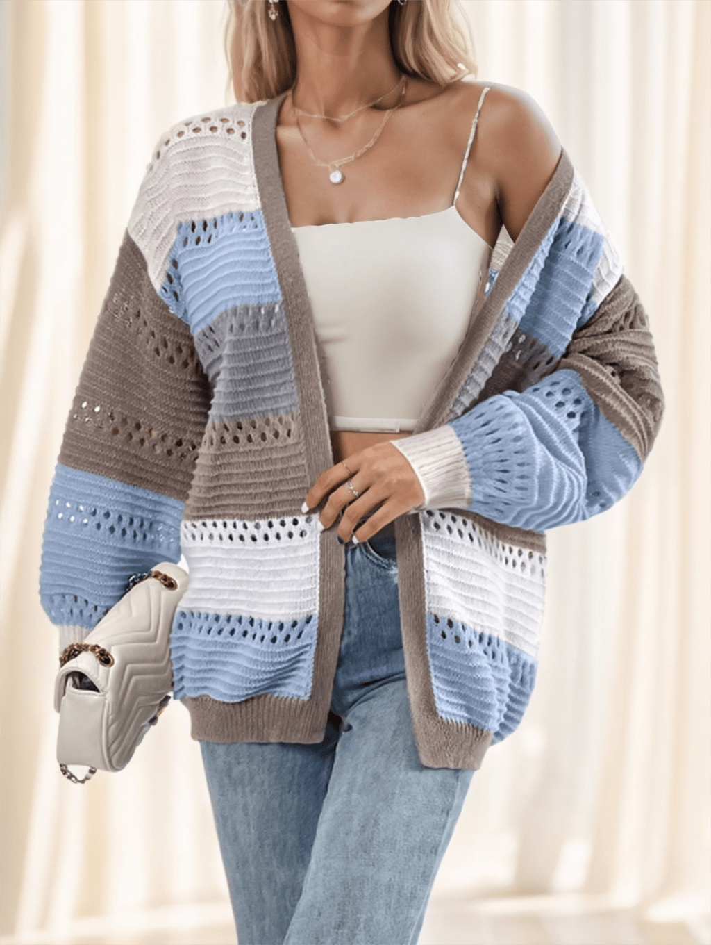 Cardigan Femme Rayé Multicolore - Style Moderne - BMYANY