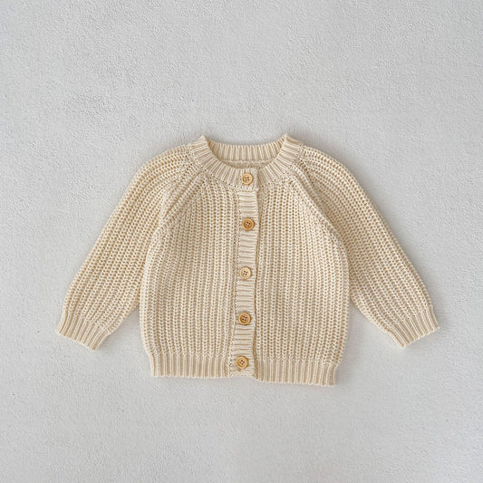 Cardigan Long Tricoté Blanc Crème Fille - Manches Longues - BMYANY