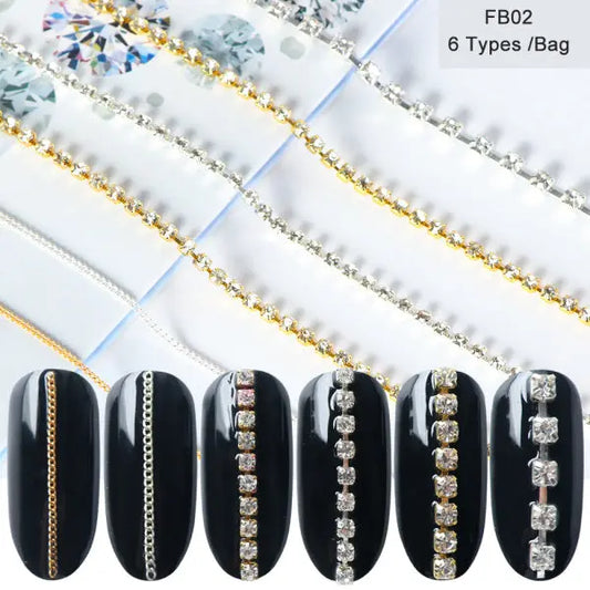 Chaînes Métal Or Argent Ongles Bijoux Nail Art Tendance - BMYANY