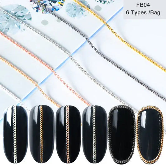 Chaînes Métal Or Argent Ongles Bijoux Nail Art Tendance - BMYANY