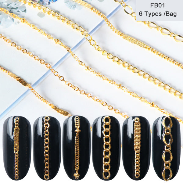 Chaînes Métal Or Argent Ongles Bijoux Nail Art Tendance - BMYANY