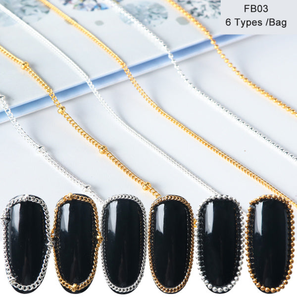 Chaînes Métal Or Argent Ongles Bijoux Nail Art Tendance - BMYANY