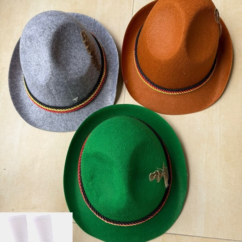 Chapeau haut-de-forme à plumes tissu non-tissé trois couleurs - BMYANY