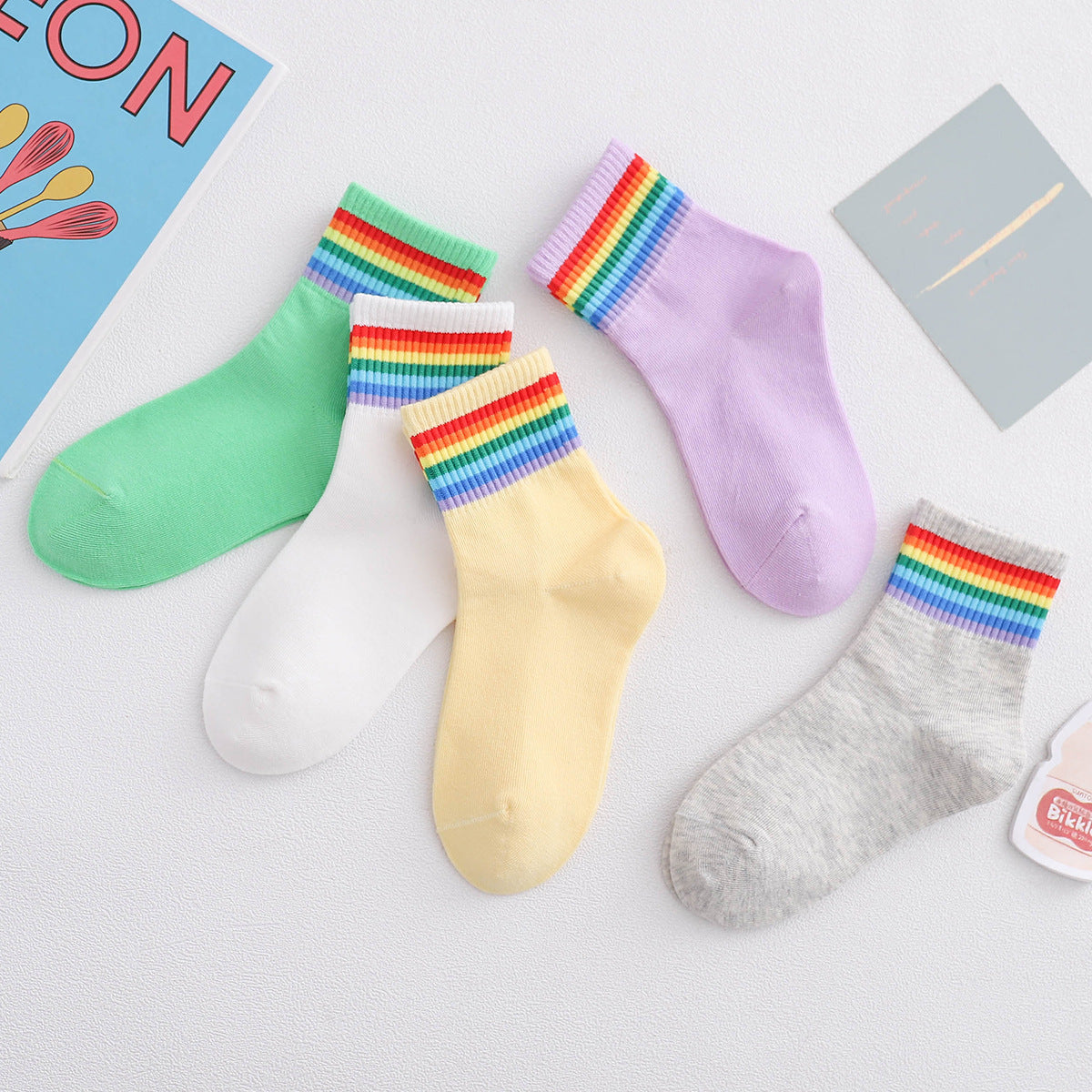 Chaussettes Mi Hautes Coton Printemps Été Smiley Enfant Mixte - BMYANY