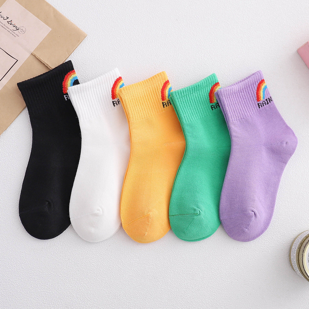 Chaussettes Mi Hautes Coton Printemps Été Smiley Enfant Mixte - BMYANY