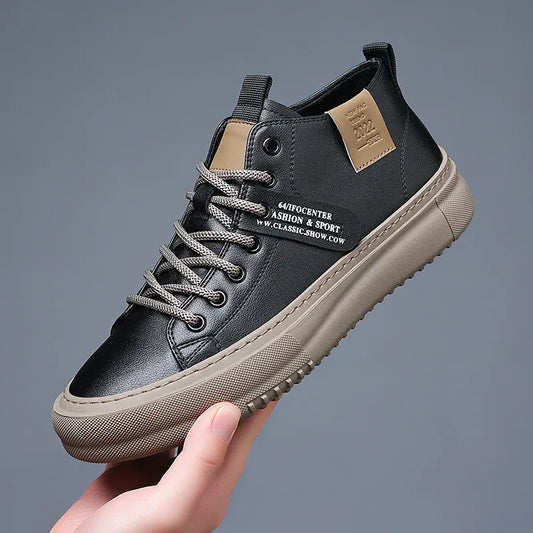 Chaussures Homme Cuir Blanc - Baskets Casual Sport Confortables - BMYANY