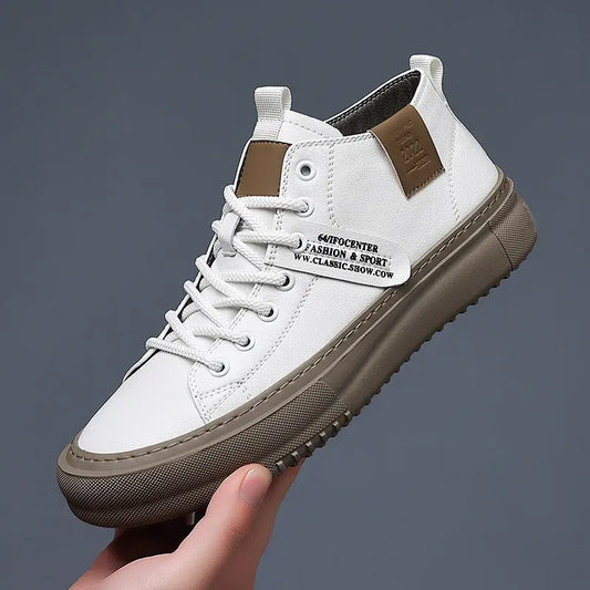 Chaussures Homme Cuir Blanc - Baskets Casual Sport Confortables - BMYANY