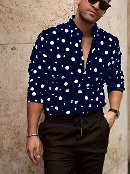 Chemise Casual Polyvalente à Pois Manches Longues pour Homme - BMYANY