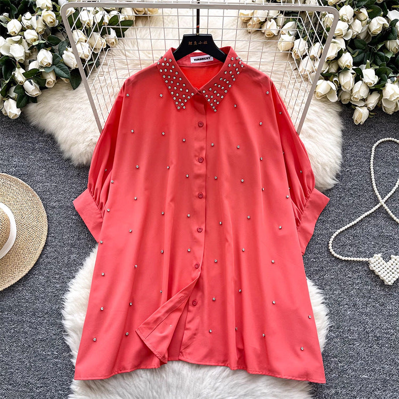 Chemise Femmes décontractée ample manches chauve-souris broderie - BMYANY