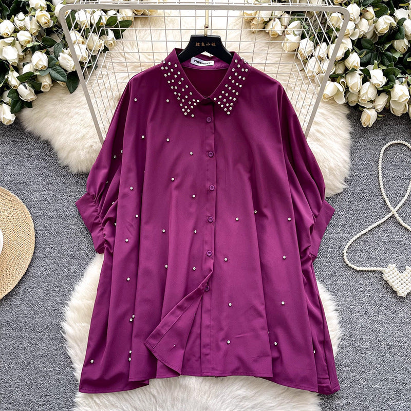 Chemise Femmes décontractée ample manches chauve-souris broderie - BMYANY