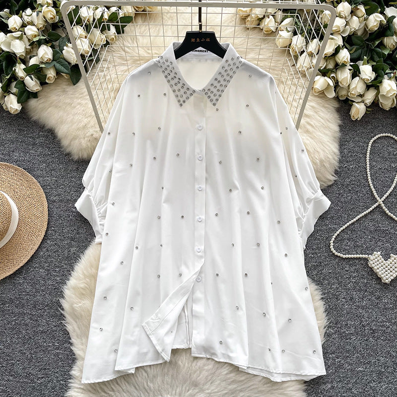 Chemise Femmes décontractée ample manches chauve-souris broderie - BMYANY