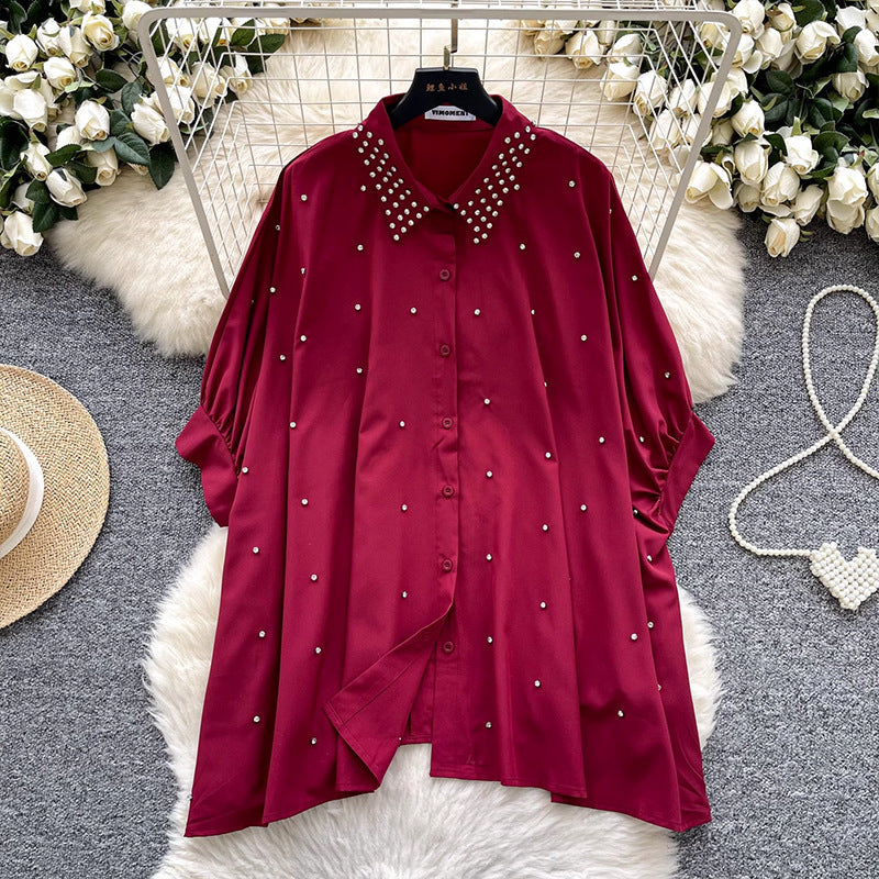 Chemise Femmes décontractée ample manches chauve-souris broderie - BMYANY