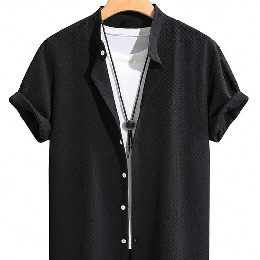 Chemise homme été respirante casual col mao couleur unie - BMYANY
