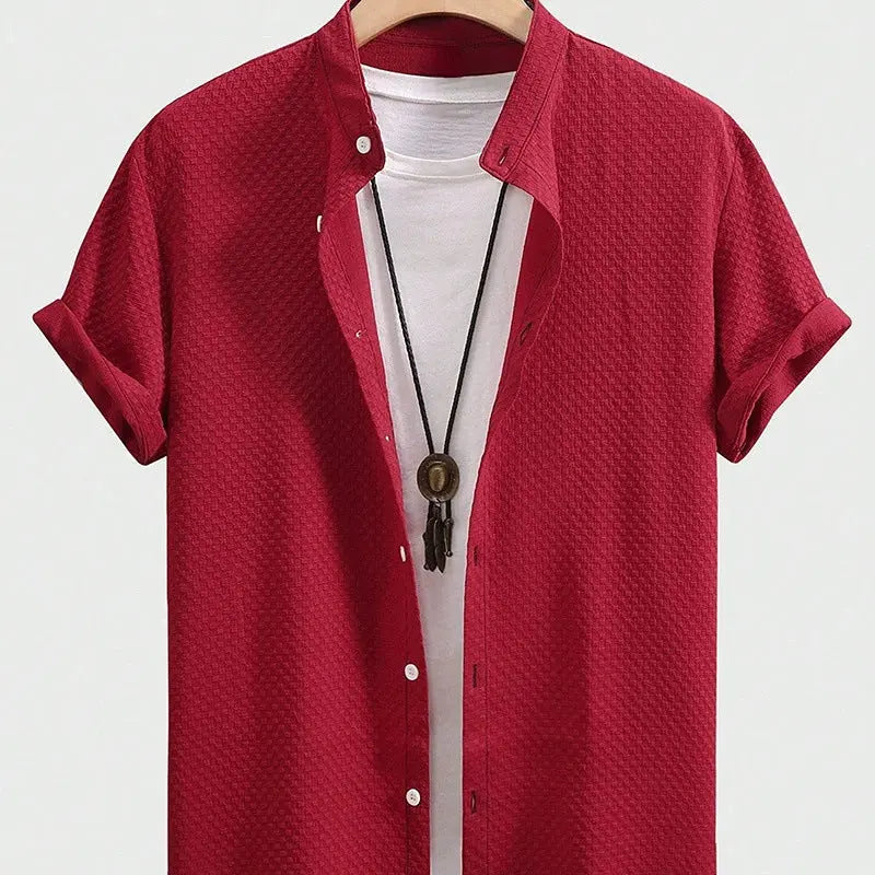 Chemise homme été respirante casual col mao couleur unie - BMYANY