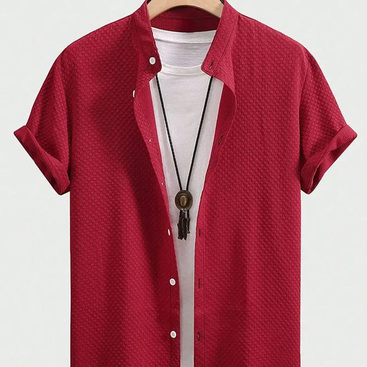 Chemise homme été respirante casual col mao couleur unie - BMYANY