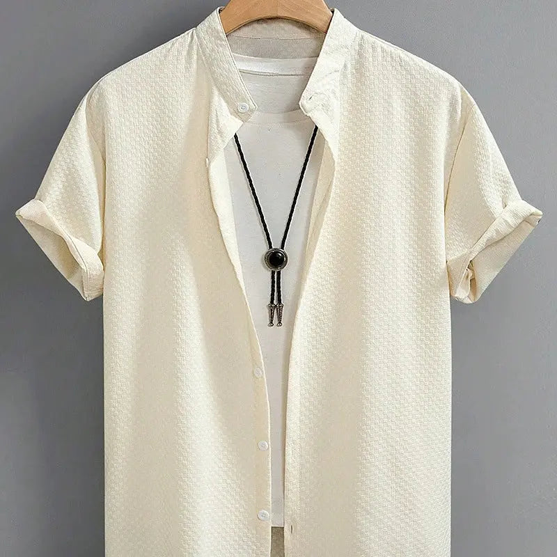 Chemise homme été respirante casual col mao couleur unie - BMYANY