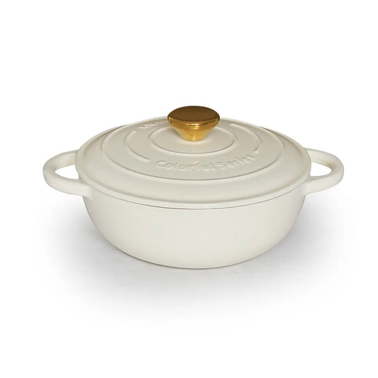 Cocotte en Fonte Émaillée Blanc Crème - Pot à Soupe - BMYANY