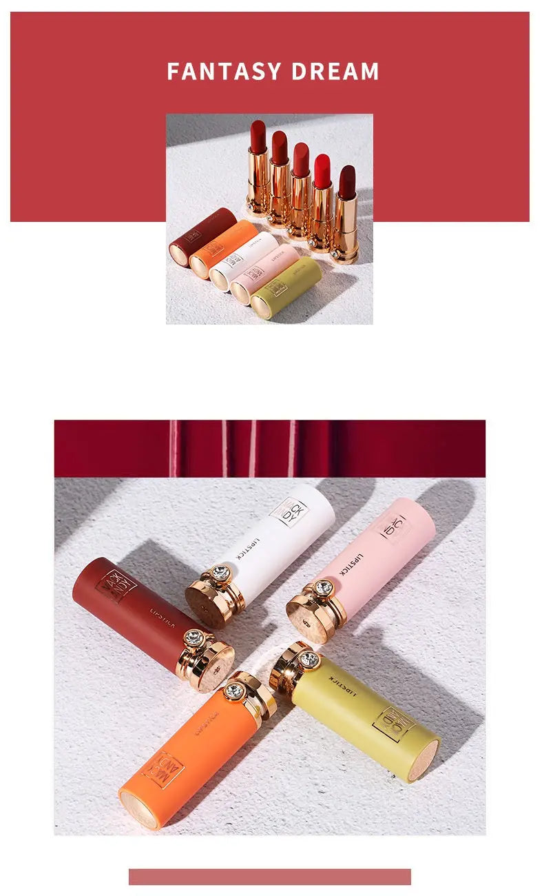 Coffret 5 Rouges à Lèvres Velours Diamant Macaron - BMYANY