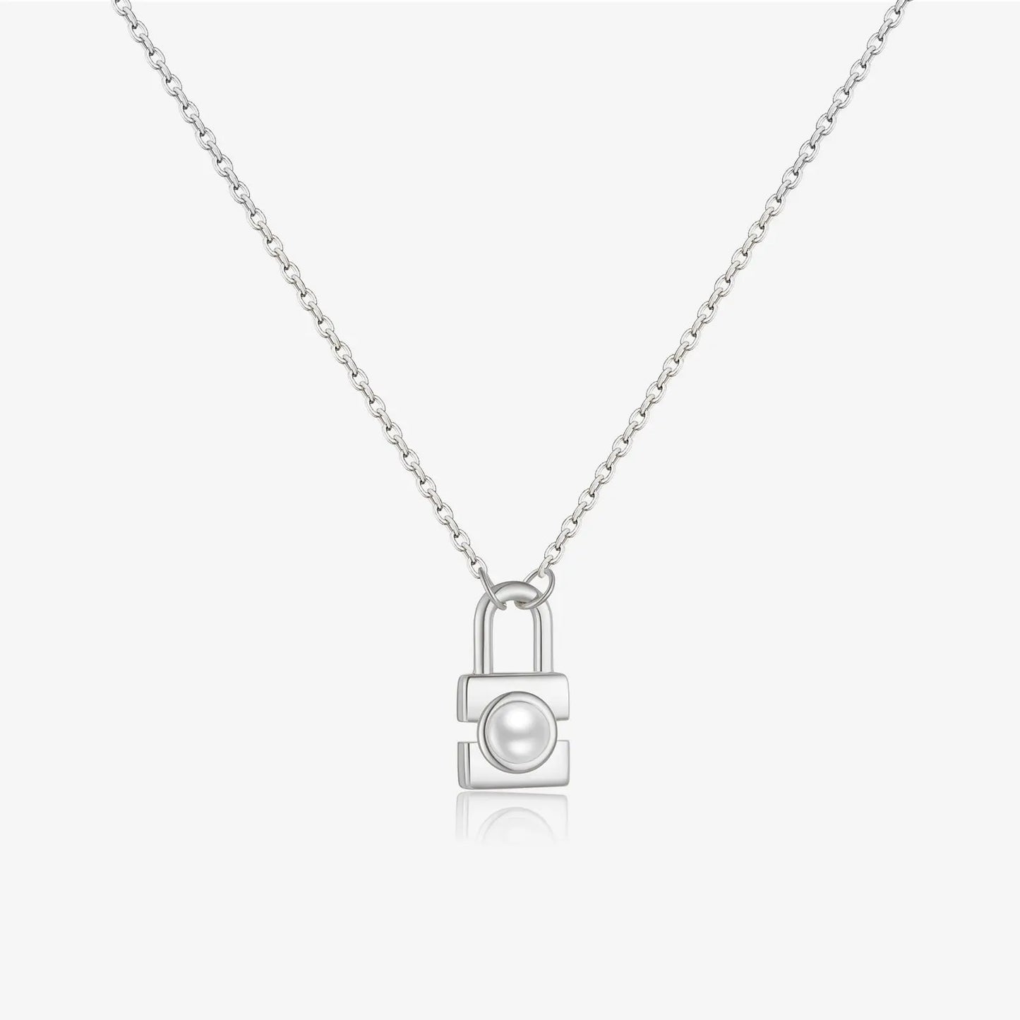 Collier Argent S925 Cadenas Perles - Symbole Amour Éternel - BMYANY