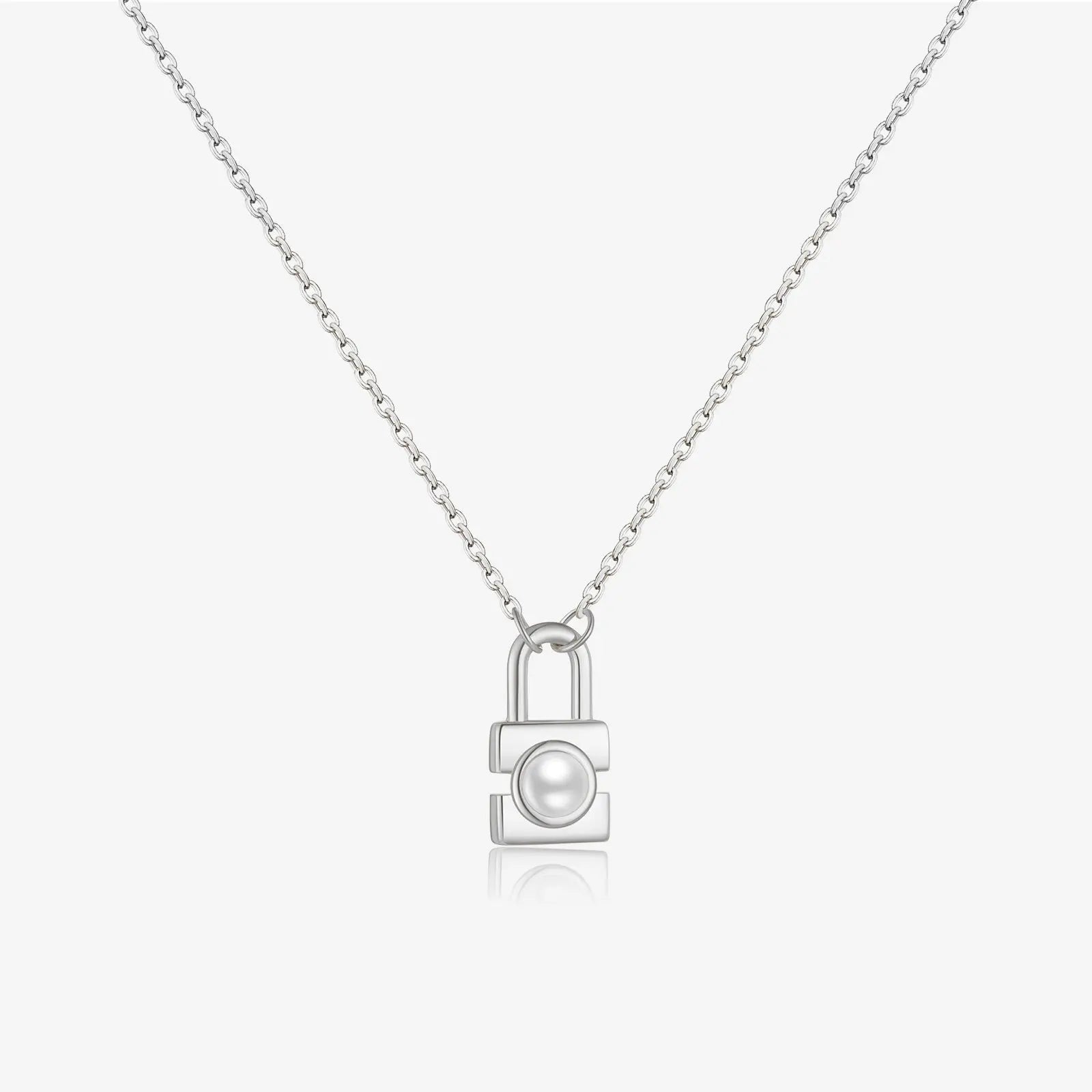 Collier Argent S925 Cadenas Perles - Symbole Amour Éternel - BMYANY