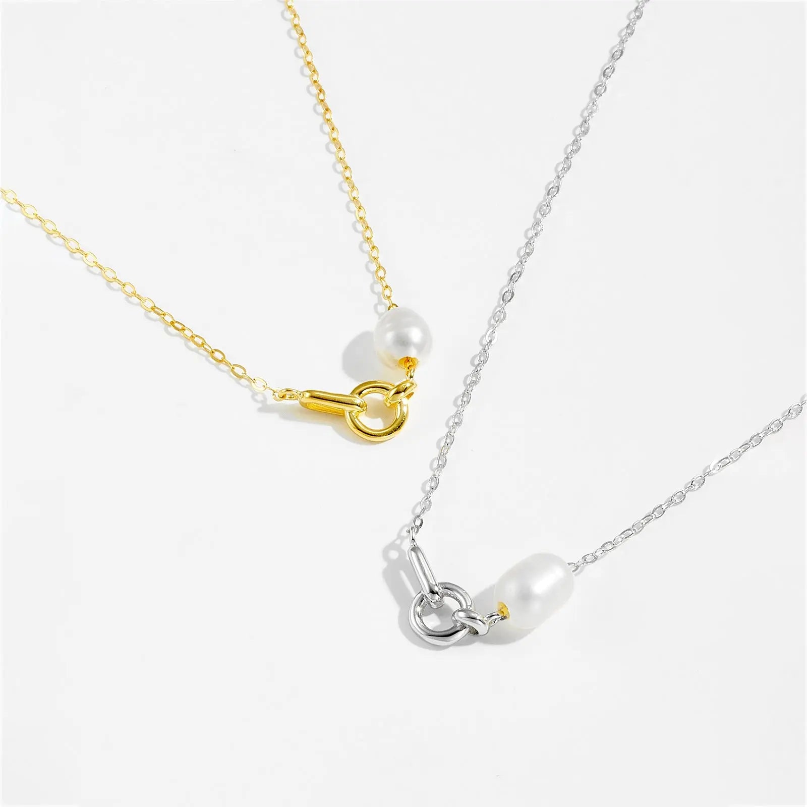 Collier Argent S925 Cadenas Perles - Symbole Amour Éternel - BMYANY