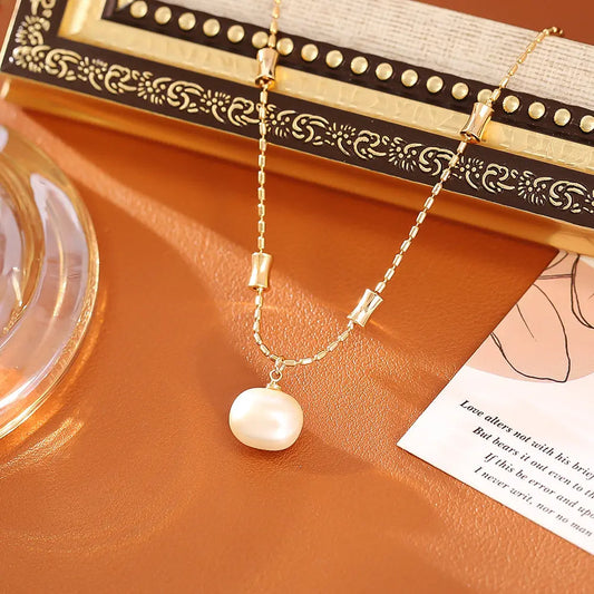Collier Bambou Perle Sucrée et Boucles d'Oreilles Simples Haut de Gamme - BMYANY
