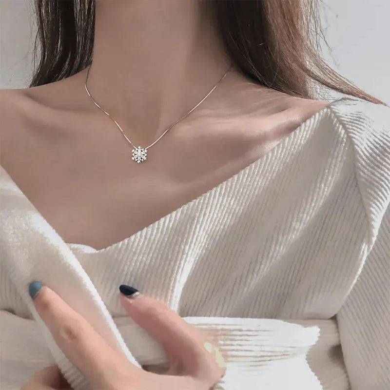 Collier Clavicule Flocon de Neige Argent Sterling 925 Femme Charmant - BMYANY