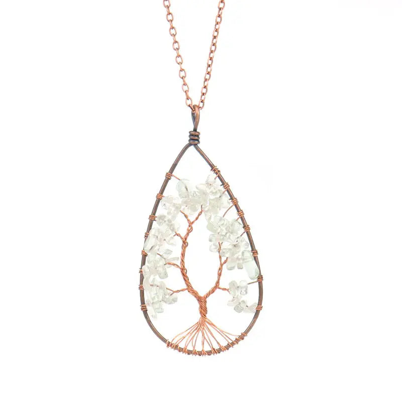 Collier Cristal Pierre Naturelle Cuivre Rouge Ancien Enroulé - BMYANY