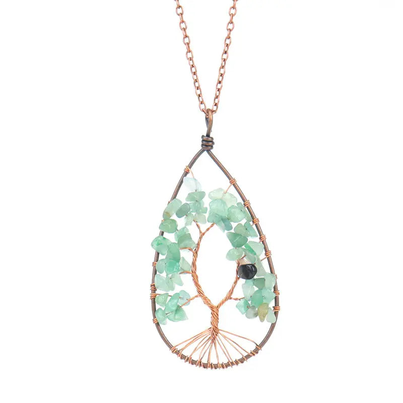 Collier Cristal Pierre Naturelle Cuivre Rouge Ancien Enroulé - BMYANY