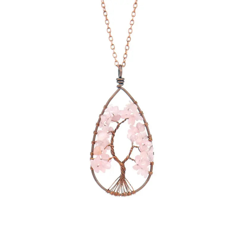 Collier Cristal Pierre Naturelle Cuivre Rouge Ancien Enroulé - BMYANY
